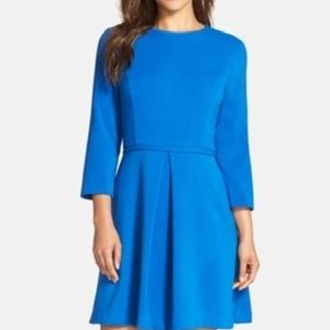 Eliza J Pleated Crepe Fit & Flare Dress